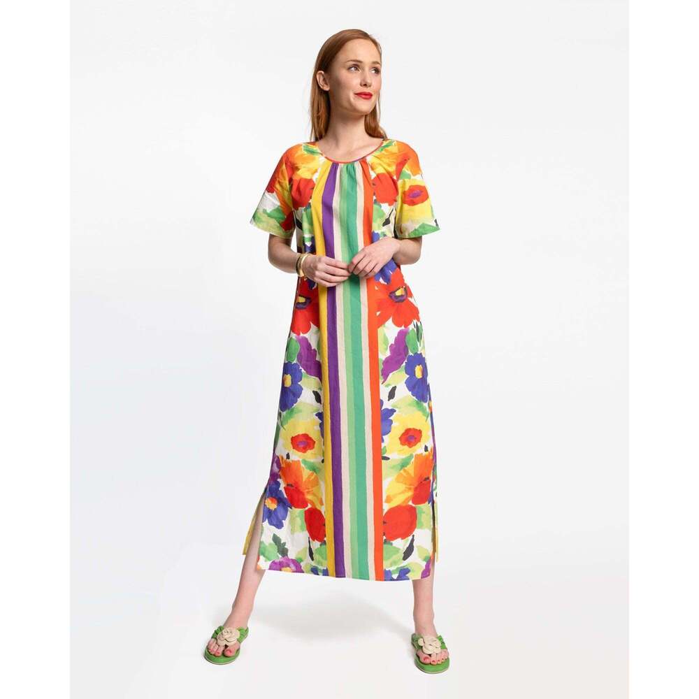 Mags Windowpane Maxi Floral Explosion Candy Stripe